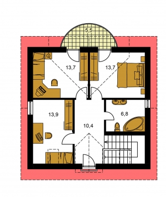 Image miroir | Plan de sol du premier étage - MILENIUM 224